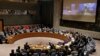 The U.N. Security Council votes on a resolution concerning Somalia, March 23, 2017. President Mohamed Abdullahi Mohamed addressed the council via a video link from Nairobi.