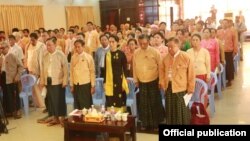 အမျိုးသားဒီမိုကရေစီအဖွဲ့ချုပ်ပါတီရဲ့ ပထမအကြိမ် ဗဟိုကော်မတီ စတုတ္ထ အစည်းအဝေးမြင်ကွင်း။ (ဓာတ်ပုံ- NLD Chairperson)