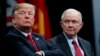 FILE - President Donald Trump sits with Attorney General Jeff Sessions during the FBI National Academy graduation ceremony in Quantico, Va., Dec. 15, 2017. 