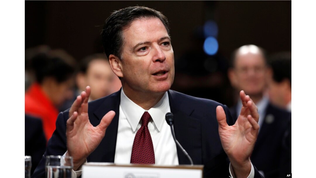 Former FBI Director James Comey testifies during a Senate Intelligence Committee hearing on Capitol Hill, June 8, 2017, in Washington.