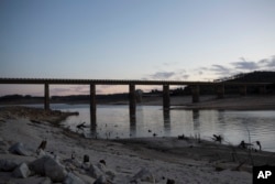 Cape Town's main water supply from the Theewaterskloof dam is seen outside Grabouw, Cape Town, Feb. 1, 2018.