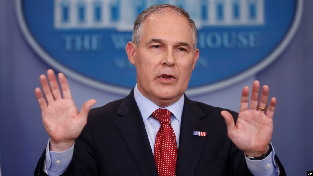 EPA Administrator Scott Pruitt speaks to the media during the daily briefing in the Brady Press Briefing Room of the White House in Washington, June 2, 2017.