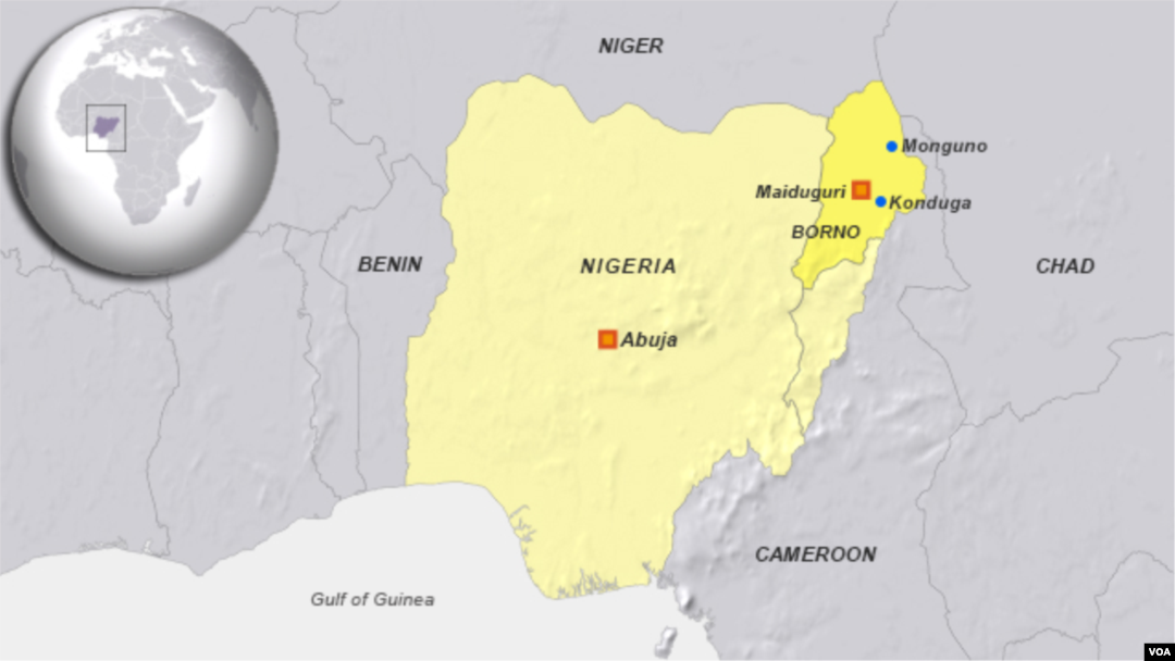 Towns of Monguno and Konduga, in Borna state, Nigeria