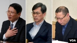 북한에 장기간 억류된 한국인 김정욱, 김국기, 최춘길 씨. 김정욱 씨는 지난 2014년 5월 평양에서 열린 기자회견, 김국기 씨와 최춘길 씨는 지난 2015년 3월 기자회견 모습이다. 사진 = AP(왼쪽), Reuters(가운데, 오른쪽).