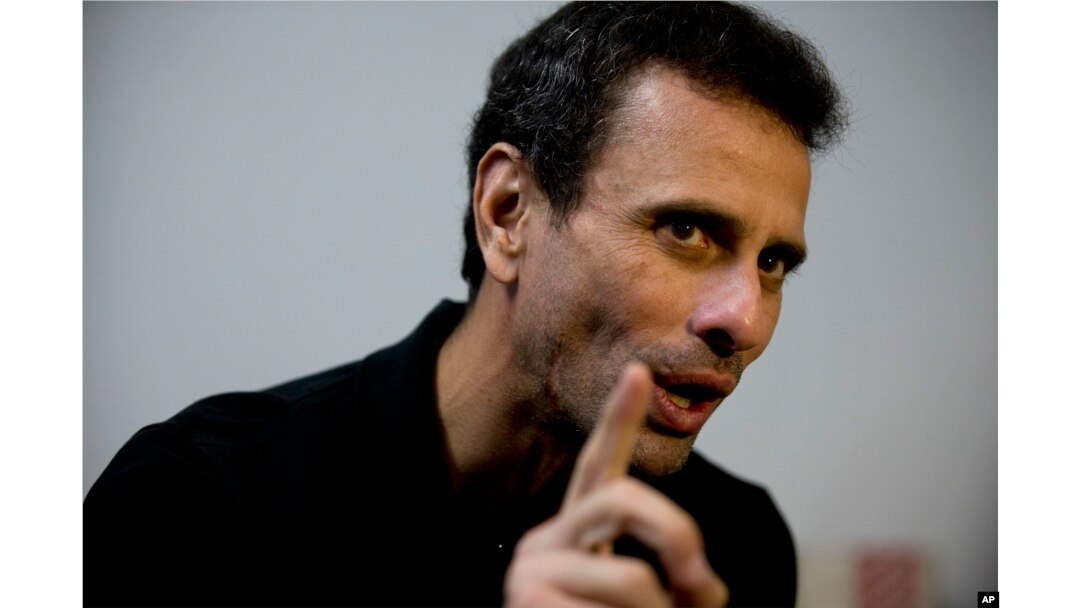Venezuela's opposition leader Henrique Capriles speaks during an interview at his office in Caracas, Venezuela, July 30, 2018.