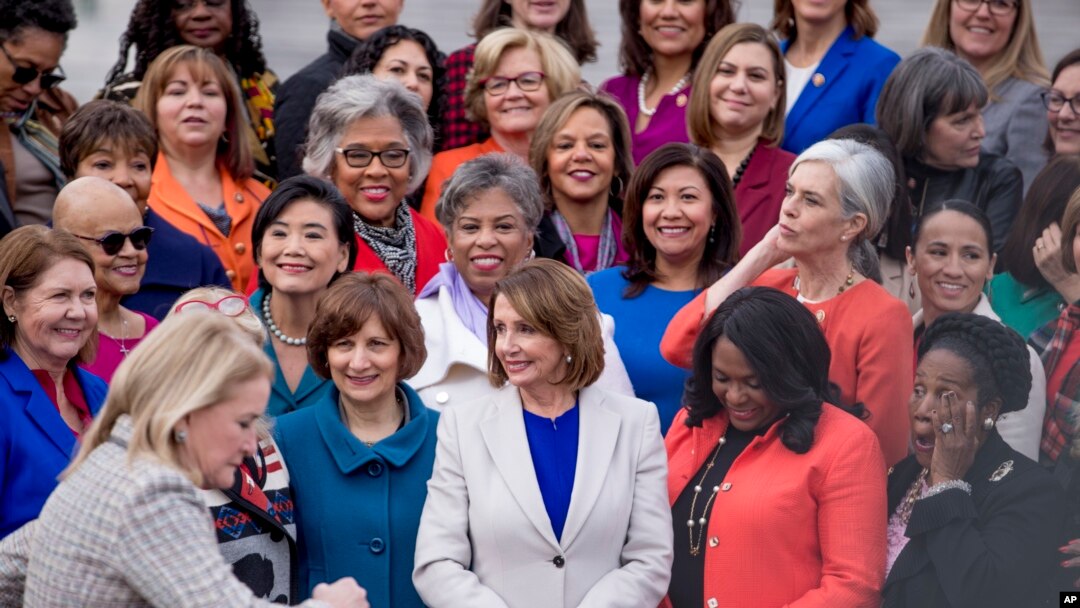House Speaker Nancy Pelosi of Calif. arrives for a group photo with the House Democratic women members of the 116th Congress on the East Front Capitol Plaza on Capitol Hill in Washington, Jan. 4, 2019, as the 116th Congress begins.