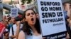 Members of Patriotic Party shout slogans as they demonstrate against the visit of U.S. Chairman of the Joint Chiefs of Staff General Joseph F. Dunford in front of the U.S. Embassy in Ankara, Turkey, Aug. 1, 2016. 