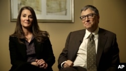 Bill and Melinda Gates are interviewed in New York, Wednesday, Jan. 21, 2015. 