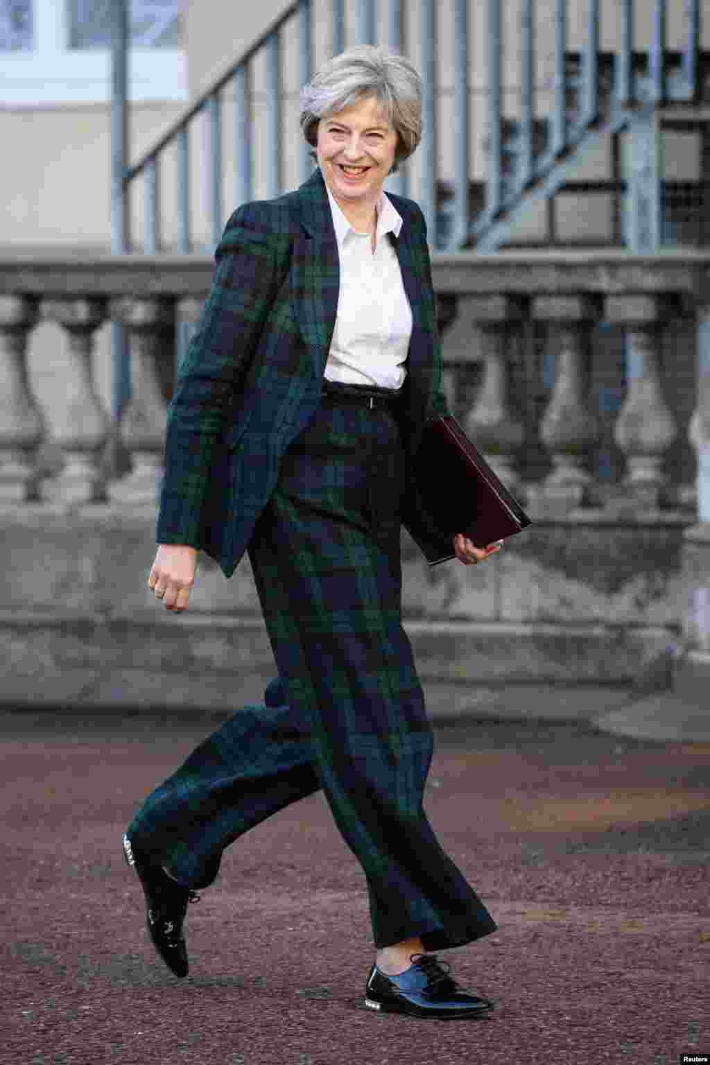 Britain's Prime Minister Theresa May arrives to deliver a speech on leaving the European Union at Lancaster House in London.
