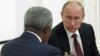 Russian President Vladimir Putin (R) listens to Kofi Annan, the UN and Arab League envoy for the Syrian crisis, during a meeting in the Kremlin, Moscow, July 17, 2012.
