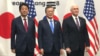 Prime Minister Shinzo Abe of Japan, President Moon Jae-in of South Korea and U.S. Vice President Mike Pence meet in Pyeongchang, South Korea, site of the 2018 Winter Games.