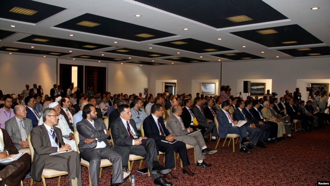 Lawmakers from Libya's newly-elected parliament are seen assembled in Tobruk, Aug. 2, 2014.