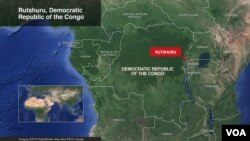 Ramani inayoonyeha wilaya ya Rutshuru, Jamhuri ya Kidemokrasia ya Kongo.
