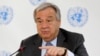 FILE - U.N. Secretary-General Antonio Guterres speaks during a news conference in Nairobi, Kenya, March 8, 2017. 