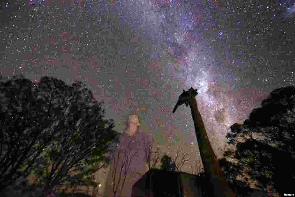 May McKeown looks at the stars as she stands in the front yard of her 6000-acre (2400 hectare) property of 'Long View' near the town of Come-by-Chance, located over 700 kilometers north-west of Sydney, Australia.