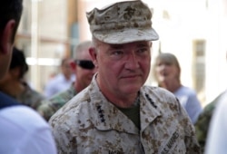 Marine Gen. Frank McKenzie, the head of U.S. Central Command, attends a ceremony at Resolute Support headquarters, in Kabul, Afghanistan, July 12, 2021.