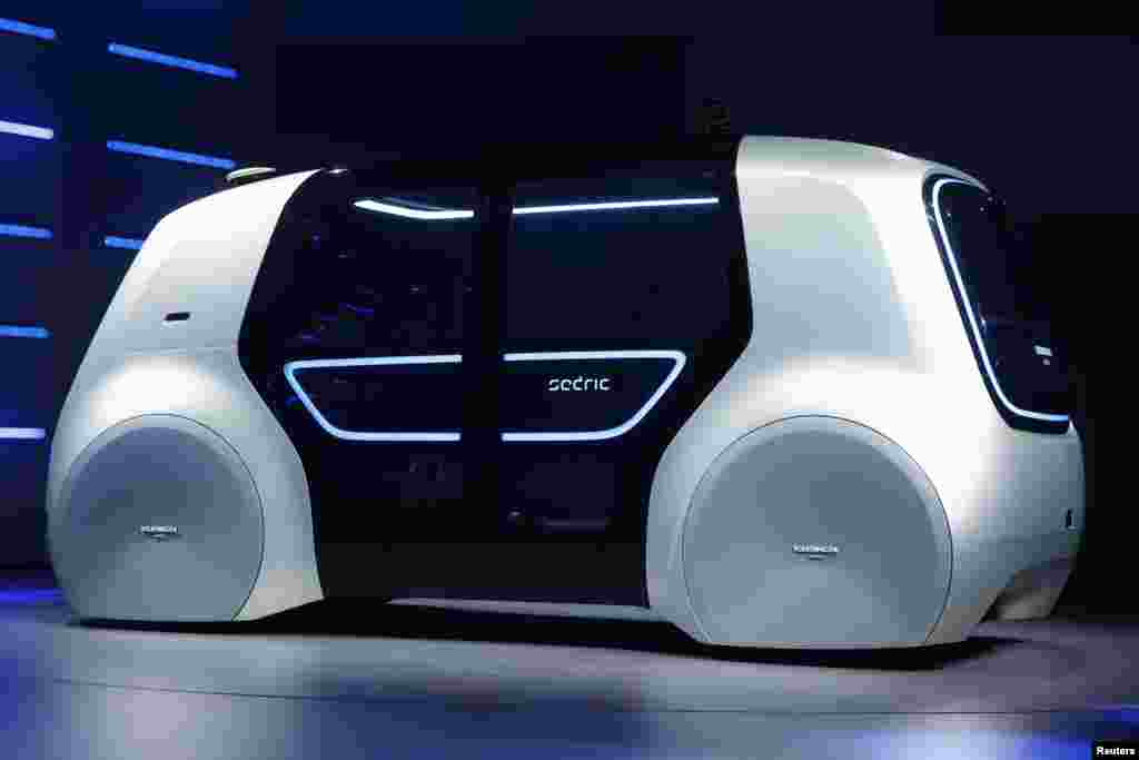 Volkswagen's Sedric concept car is seen during the 87th International Motor Show at Palexpo in Geneva, Switzerland, March 6, 2017.