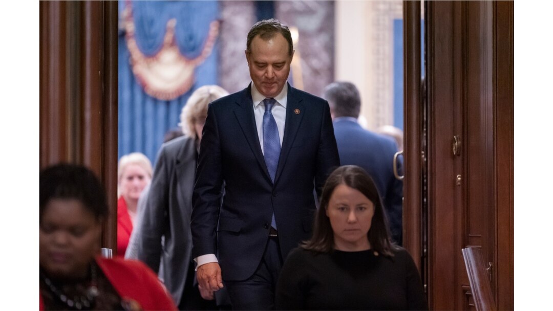 House Democratic impeachment manager, Intelligence Committee Chairman Adam Schiff, D-Calif., leaves the Senate chamber after the acquittal of President Donald Trump at the Capitol in Washington, Feb. 5, 2020.