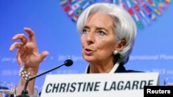 Christine Lagarde speaks during her opening news conference at the start of the IMF / World Bank Spring Meetings in Washington D.C., April 18, 2013.