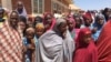 Women and children at Teachers Village IDP camp in Maiduguri, in Borneo state. (M. Besheer/VOA)