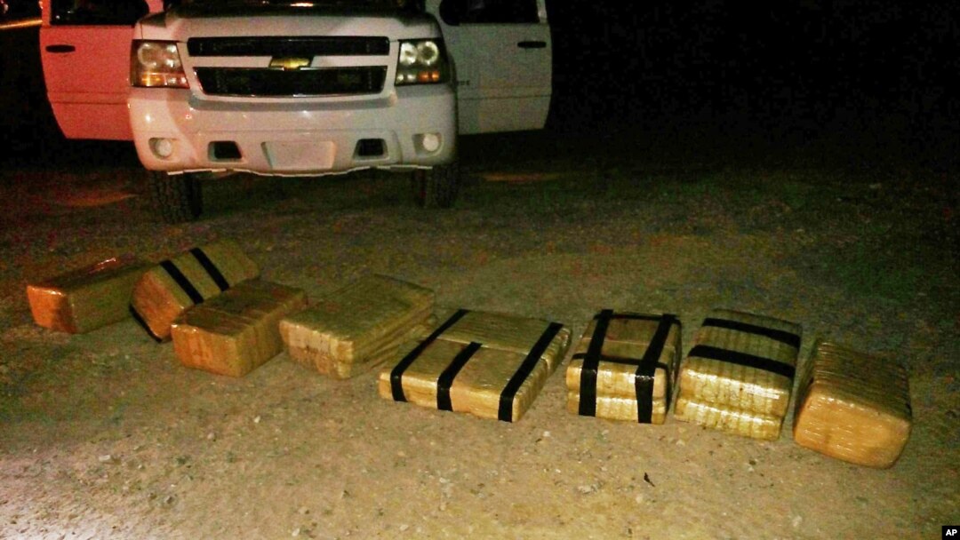 FILE - U.S. Customs and Border Protection displays an intercepted shipment of marijuana that was brought into the U.S. from Mexico, near Yuma, Arizona.