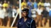 A Ghana policeman watches Egypt's football team's practice in Kumasi, 23 January 2008, during the African Cup of Nations football championship. 