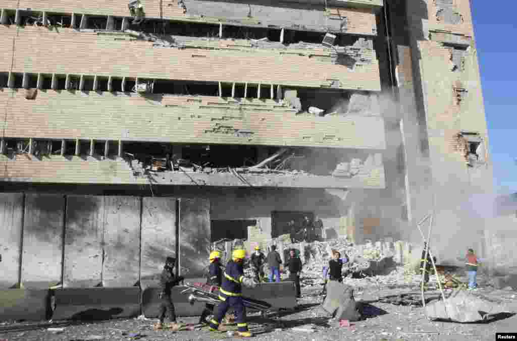 Iraqi security personnel at the site of a suicide bomb attack in Kirkuk, Iraq, Feb. 3, 2013.