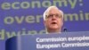 Olli Rehn addressing media at the European Commission headquarters in Brussels, Feb. 22, 2013.