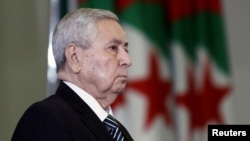 FILE - Algerian upper house chairman Abdelkader Bensalah is pictured after being appointed as interim president by Algeria's parliament, following the resignation of Abdelaziz Bouteflika in Algiers, Algeria, April 9, 2019.